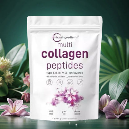 Multi Colágeno Péptidos - 5 tipos de colágeno + vitamina C, biotina y ácido hialurónico.