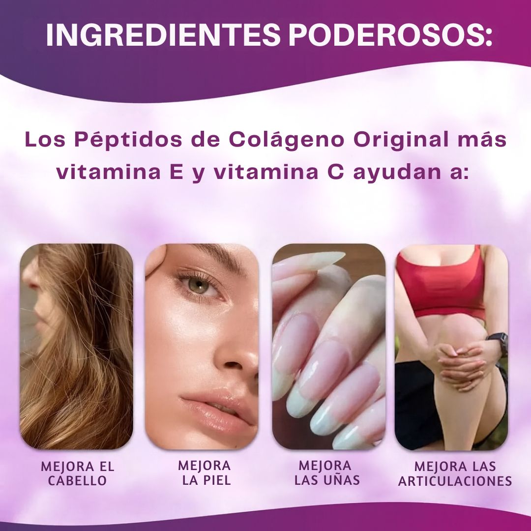 Multi Colágeno Péptidos - 5 tipos de colágeno + vitamina C, biotina y ácido hialurónico.